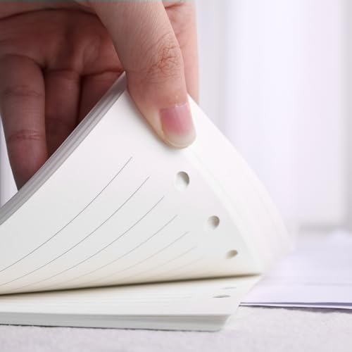 HEYPLACE 100 Sheets Lined Refill Paper, White Loose Leaf Paper 6 Holes for A5 Planner Inserts 6-Ring Binders School Office 5.6\