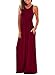 Dearlovers Woman's Sleeveless Racerback Casual Plain Maxi Dress XL Size Red