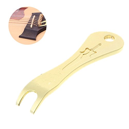Acoustic Guitar Bridge Pins Puller Peg Remover - Strings Change - Multifunction Guitar Peg Puller Bridge Pin Remover Extractor Removal Metal Handy Tool Kit Accessories (Gold)
