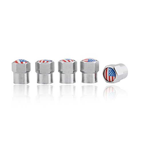 image for GODESON Chrome-Plated Brass Tire Valve Stem Caps with US Flag, Good De