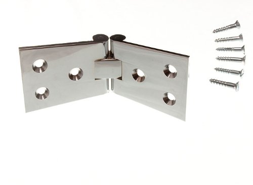 Brass Counter Flap Hinge Chromed Brass 1 1/4 Inch X 4 Inch With Screws 1 Pair