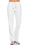 Poplooks Women's Junior Comfy Drawstring Linen Pants