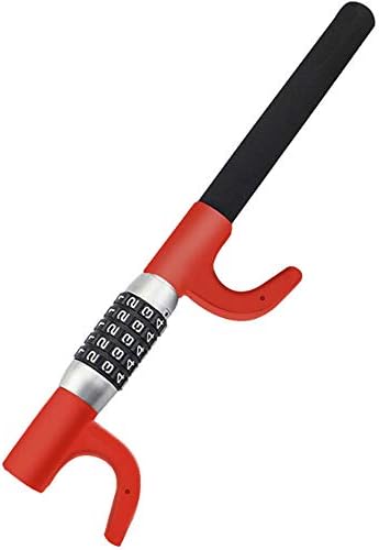 ハンドルロック ステアリングロック 車 盗難防止 護身 防犯プレート付き 赤