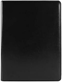 Business Professional Portfolio Multi-Function PU Leather File Folder- Interview/ Legal Expandable Document Organizer & Business Card Holder & Writing Pad, by Annco Design and Production (Black)