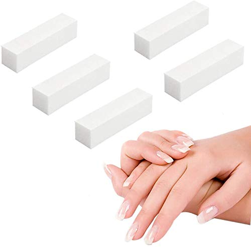 5PC NAIL BUFFER ACRYLIC SANDING BLOCK FILES BUFFING SOFT SPONGE NAIL FILES WHITE Manicure Pedicure Tools Nail Files and Buffers for Manicure Tool Kit and Pedicure Tools Set…