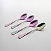 6 Piece Dinner Spoon Set Rainbow Multicolor Stainless Steel Table Soup Dessert Spoon Silverware Flatware Utensil Cutlery Set Service for 6 Mirror Finish Dishwasher Safe 7.2 Inches