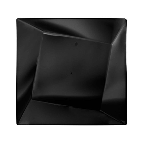 Party Essentials 10-Count Hard Plastic 9.5" Twisted Square Lunch/Dinner Plates, Black