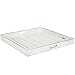 MyGift 19 Inch Large Square Vintage White Wood Ottoman Tray with Handles, Decorative Farmhouse Wooden Coffee Table Centerpiece Serving Platter, Home Decor