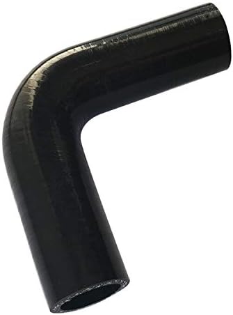 ID 1.25" (32mm), 90 Degree Elbow Coupler, Leg Length 3.5" (90mm), 3-Ply Reinforced, Automotive Pure Silicone Hose, Black
