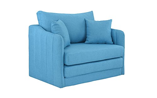 Modern Soft Linen Fabric Modular/Convertible Sleeper Chair (Blue) - Thumbnail 3