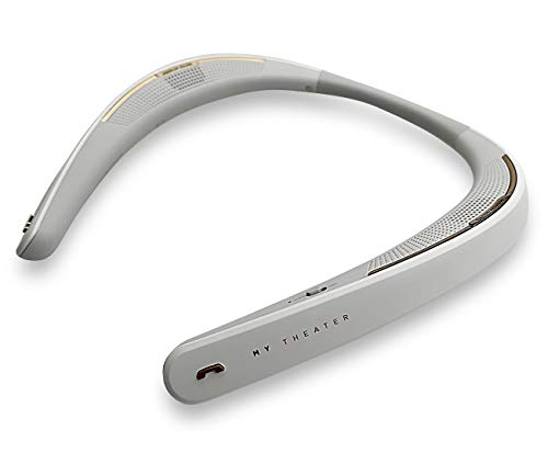 Wearable Speaker - Lightweight Neckband Speaker with Bluetooth, Listen to Music, Watch TV with Theater Quality 3D Sound, Hands-Free Phone Calls by My Theater - White