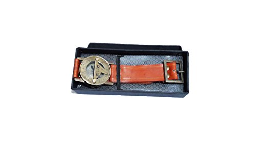 PARIJAT HANDICRAFT Wrist Brass Compass & Sundial-Watch With Leather Strap Sundial