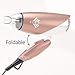 JINRI 1875W Travel Hair Dryer Dual Voltage Blow Dryer Dc Motor Foldable Handle Lightweight Negative Ionic Folding Hair Dryer (Rose Gold)