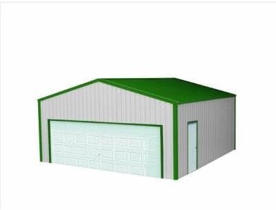 VersaTube Garages 20 Ft. W x 30 Ft. L x 10 Ft. H Stone Siding, Green Roof & Trim Garage