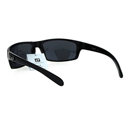 All Black Locs Rectangular Cholo Gangster Mad Dog Plastic Sunglasses