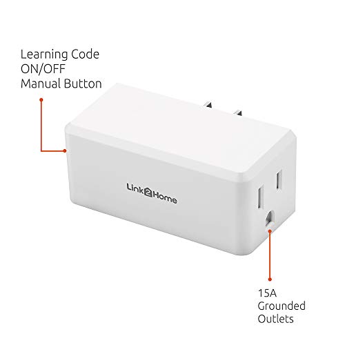 Link2Home Wireless Remote Control Outlet Light Switch, 100 ft range, Unlimited Connections. Compact Side Plug. Switch ON/OFF Household Appliances. FCC CSA Certified, White (3 Outlets, 1 Remote).