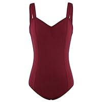 iiniim Women Adult Sleeveless Built in Shelf Bra Ballet Dance Tank Leotard Burgundy XL