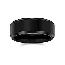 Plain Simple Beveled Edge Black Couples Titanium