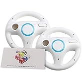 GH Mario Kart 8 Steering Wheel Compatible with Nintendo Wii (Original White, 2 Pack), Racing Games Wheels for Wii (U) Remote Controller (6 Colors Available)