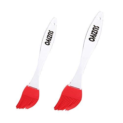 SUZIYO Silicone Basting/Pastry/Grilling/BBQ Brush, Serving for Kitchen Utensil Gadgets, Marinating, Cooking, Baking, Cake Desserts, Steak and More. Set of 2 (Red)