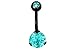 Blackline IP Plated Surgical Steel Aqua Blue CZ Double Jeweled Belly Button Ring