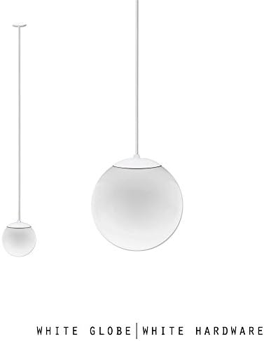 8" Globe Pendant Light | Acrylic Globe | Stem 2" - 24" | White Hardware (#276E-WHT) (15" Stem, White Globe)