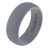 Silicone Wedding Ring by HonorGear, Premium Quality Medical Grade Wedding-Bands for Active Men, Athletes, Comfortable Fit & Skin Safe, Non-Toxic, Antibacterial (Space Grey, 9)