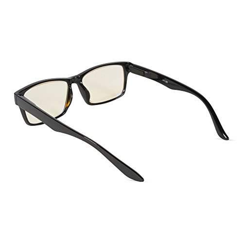 Inner Vision Eye Strain Relief Computer Screen Reading Glasses w/Case - Anti Blue Light, Anti Glare, Scratch Resistant, Spring Hinges - Unisex, (1.75 x Magnification), Black