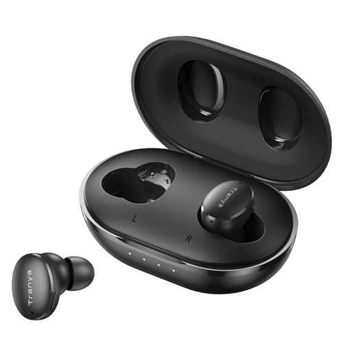 Tranya M20 Fones de Ouvido Bluetooth - 30 Horas de Bateria, À Prova de Suor, App Personalizável, Drivers de 14.2 mm com Graves Potentes, Microfone para Chamadas Claras - Preto Cósmico