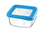 Frigoverre Fun Square Glass Container with Blue Lid, 54.25 Ounce