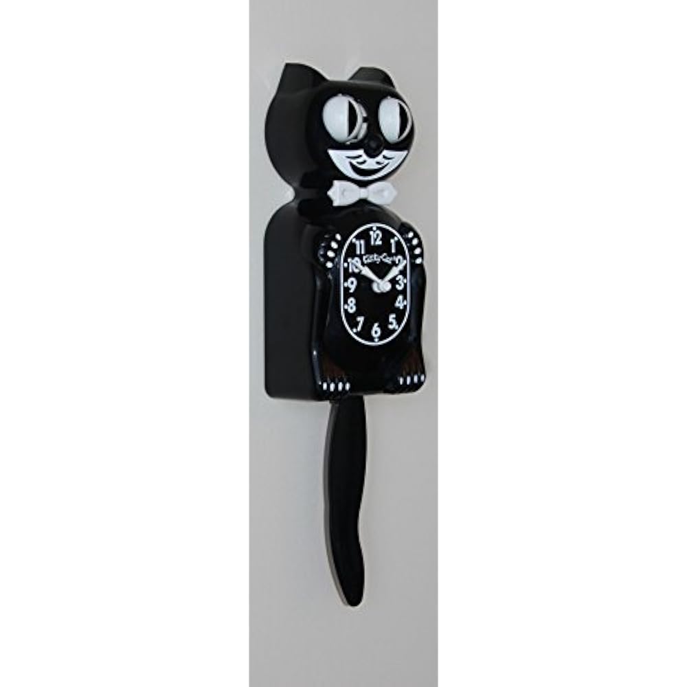 Felix The Cat Clock Wall For Kids With Pendulum Battery Operated Black
