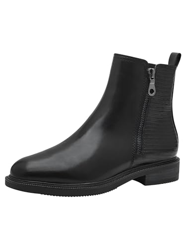 MARCO TOZZI Damen Stiefeletten ohne Absatz mit Lederanteil Elegant, Schwarz (Black Comb), 37 EU