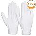Cotton Gloves, Anezus 3 Pairs White Cotton Gloves Cloth Serving Gloves for Eczema Moisturizing Dry Hands Coin Jewelry Silver Archival Costume Inspection, Medium Size