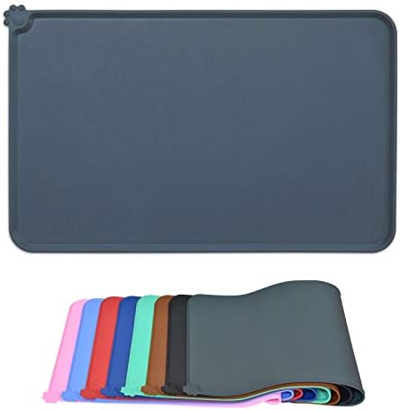 AUDWUD Silicone Waterproof Dog Cat Pet Feeding Mats,Anti-Slip Pet Bowl Mats,Pet Feeding Mat