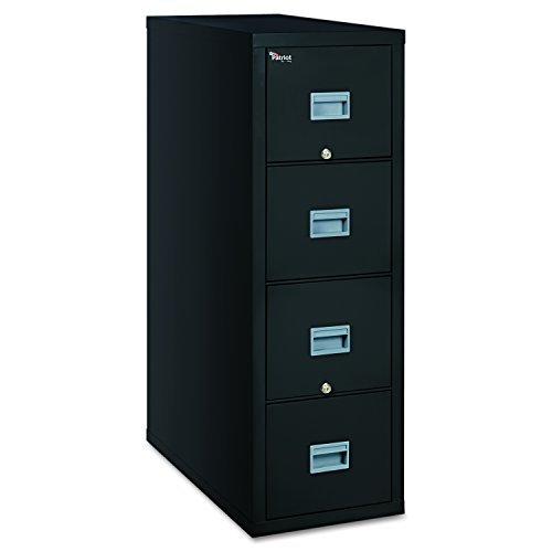 FireKingPatriot Vertical 4 Drawer Legal & Letter Fire Safe File Cabinet, Key Lock, 1 Hour Fire Rated UL Rated & Water Resistant, USA Made, Black