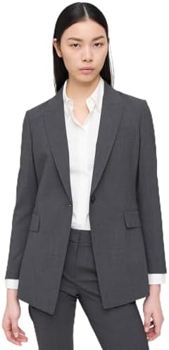 Theory Women's 2 Button Tailor Jacket Sleek Flannel, New Charcoal