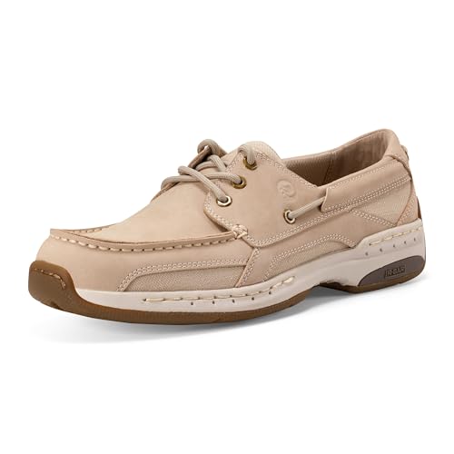Dunham Men’s Captain Boat Shoe, Stone Nubuck, 7.5