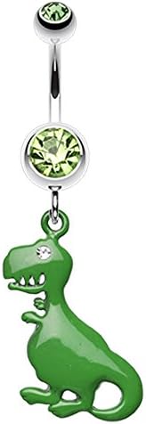 Vibrant Dinosaur Belly Button Ring - 14 GA (1.6mm) - Light Green - Sold Individually