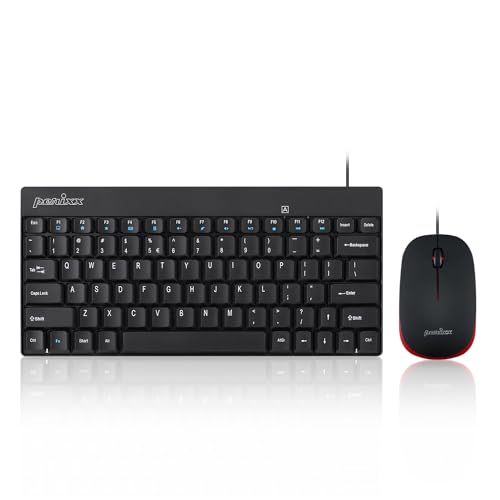 Perixx PERIDUO-212 Wired Mini Keyboard and Mouse Set, USB Connection, Black, US…
