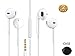 THE Electronics Standard 3.5MM Premium Earphone/Earbuds w/ Mic, Remote and Carrying Case for Apple Samsung HTC Google Nokia Phones Tablets & More(THE Earpods - White X2)