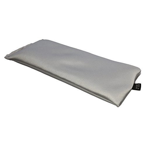 Eye Pillow Vacation Organic Flax Seed Filled, Microwavable Unscented Eye Pillow - Silver -Ultra Silky Satin
