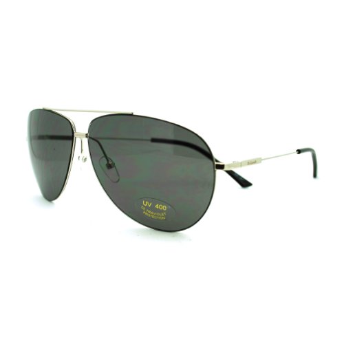 Super Lite Thin Frame Aviator Sunglasses Classic Rimless Look Silver
