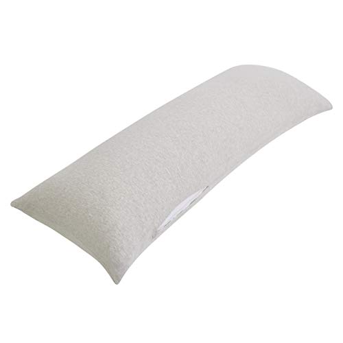 MoMA 100% Jersey Cotton Body Pillow Cover with Zipper - Luxury Soft Removable Body Pillow Case - Long Body Pillow Cover - Knitted Cotton Pillowcase (Cream, 21"X54")