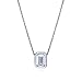BERRICLE Rhodium Plated Sterling Silver Emerald Cut Cubic Zirconia CZ Solitaire Pendant Necklace 18