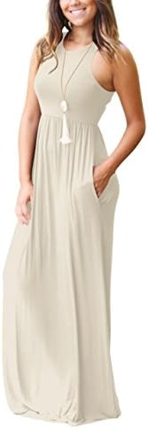 Toping Fine Spring and Summers Women's Dress Casual Vest Pocket Dress,Apricot,XL
