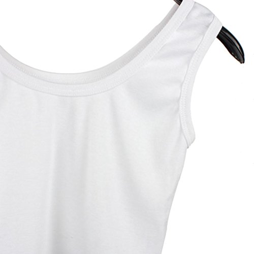AIMTOPPY Women Tight Crop Top Skinny O-Neck T-Shirts Sports Dance Short Vest (L, White)