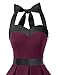 DRESSTELLS 1950s Dress for Women, Vintage Pinup Homecoming Cocktail Party Dress for Teen, 50's Formal Halter Wedding Tea Dress, Retro Rockabilly Audrey Hepburn Swing Dresses Burgundy Black XS