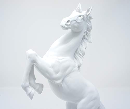 Good Buy Gifts Playful Horse Statue - Resin Standing Fighting Horse Sculpture - Bronze Black White Color- Mustang Stallion Statues - 12.5 Inch Tall (White)