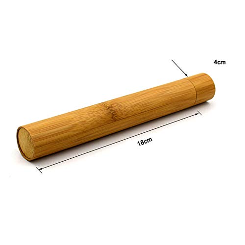 CactusAngui Portable Bamboo Toothbrush Tube Case Holder Travel Camping Bathroom Accessory Wooden