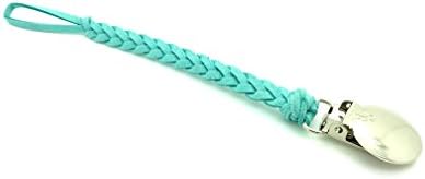 Hart Faux Suede Braided Pacifier Clip - Cutie Clip (Teal)